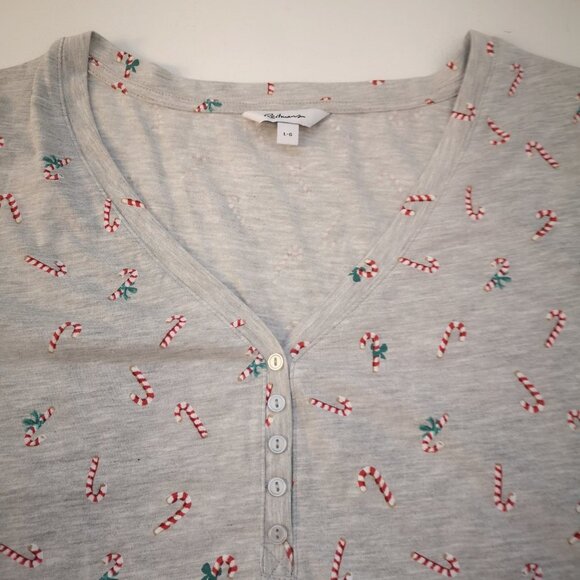 Reitmans Ladies V-neck 1/4 Button Closure Sleep Shirt - Picture 4 of 9